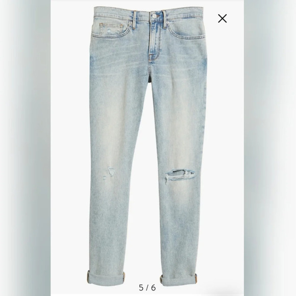 Frame Men's Denim L'Homme Skinny Fit Mid Rise Light Wash Distressed Jeans Sz 38 - Picture 5 of 16